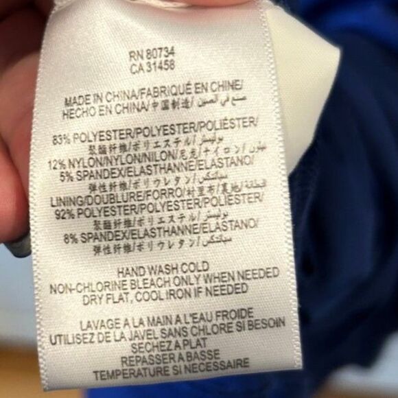 BCBG Max Azaria Blue V-Neck Dress - Size Medium - Picture 5 of 6